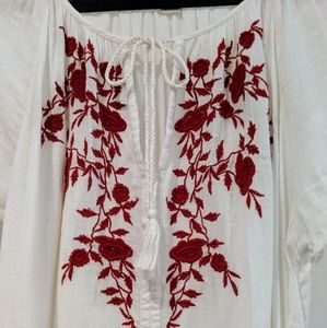 Lucky Brand White Boho Peasant Top